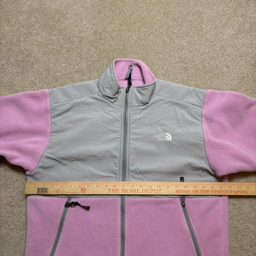 The North Face Denali Jacket Youth XL Pink‎ Gray Polartec Fleece Full Zip